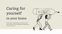 Caring for yourself template vector in your home healthcare presentation