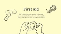 First aid presentation template vector healthcare social