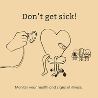 Don&rsquo;t get sick template vector healthcare social media advertisement
