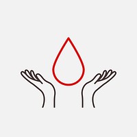 Blood donation helping hands psd illustration health charity concept in minimal line art style