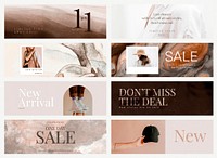 Fashion sale shopping template vector promotional aesthetic ad banner set