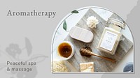 Aromatherapy wellness template psd/vector with spa body care products background