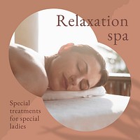 Relaxation spa wellness template vector with woman background