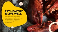 Healthy food template vector with seafood marketing lifestyle presentation in abstract memphis design