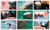 Travel marketing template vector presentation for agencies set