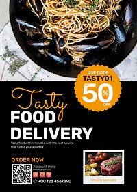 Food delivery poster template vector