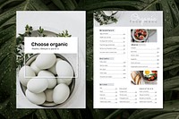 Organic menu poster template vector set