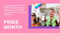 Pride month LGBTQ template vector gay rights support blog banner