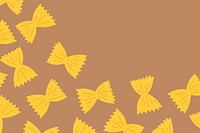 Farfalle pasta pattern background in brown bow shape border