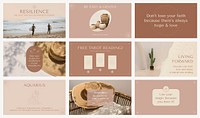 Spiritual quote blog banner template, minimal graphic psd set