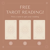 Minimal facebook post template, tarot card reading, marketing ad vector