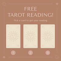 Minimal facebook post template, tarot card reading, marketing ad psd