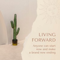 Living forward facebook post template, minimal inspirational quote vector