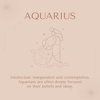 Minimal Instagram post template, Aquarius sign, astrology reading vector