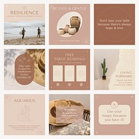 Inspirational quote instagram post template, minimal graphic vector set