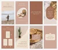 Inspirational quote instagram story template, minimal graphic vector set