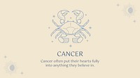 Cancer blog banner template, minimal horoscope graphic vector