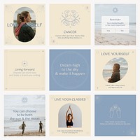 Inspirational quote facebook post template, minimal graphic psd set