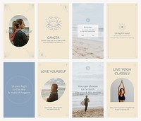 Inspirational quote instagram story template, minimal graphic psd set