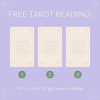 Minimal facebook post template, tarot card reading, marketing ad vector