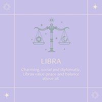 Minimal Instagram post template, Libra sign, astrology reading psd