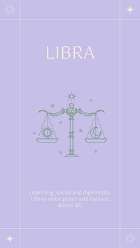 Minimal Instagram story template, Libra sign, astrology reading vector