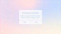 Friendly reminder blog banner template, pastel gradient notification graphic vector