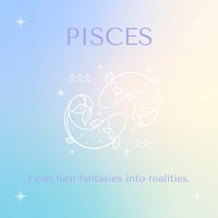 Astro Instagram post template, Pisces sign, astrology reading psd