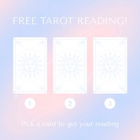 Gradient facebook post template, tarot card reading, marketing ad psd