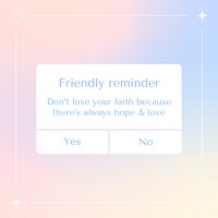 Friendly reminder instagram post template, notification graphic psd