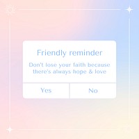 Friendly reminder instagram post template, notification graphic vector