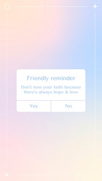 Friendly reminder instagram story template, aesthetic notification graphic vector