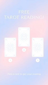 Gradient facebook story template, tarot card reading, marketing ad vector