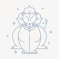 Leo sign collage element, line art zodiac graphic vector