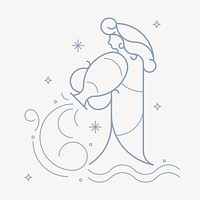 Aquarius sign illustration, line art zodiac graphic vector