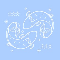 Pisces sign illustration, line art zodiac graphic vector