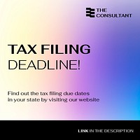 Tax consulting Instagram post template, financial advisor, purple gradient design vector