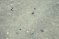 Birdseye View of People Walking on a Stone Court.. Original public domain image from Wikimedia Commons