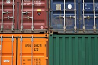 Several cargo containers. Original public domain image from Wikimedia Commons