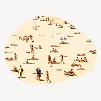 People at the beach blob shape badge, Summer photo