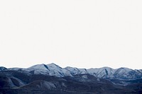 Snowy mountain border collage element, off white design psd