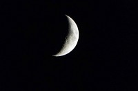 Superzoom crescent moon on black background. Original public domain image from <a href="https://commons.wikimedia.org/wiki/File:New_moon_rising_(Unsplash).jpg" target="_blank">Wikimedia Commons</a>