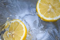 Lemons floating in water. Original public domain image from Wikimedia Commons