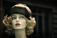 Bobble hat on mannequin's head. Original public domain image from Wikimedia Commons
