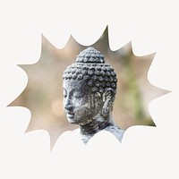 Buddha statue bang  shape badge, religious photo 