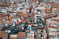 On the roofs of Seville. Original public domain image from Wikimedia Commons