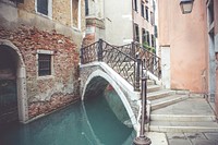Bridge staircase in a canal city of Venice, Italy. Original public domain image from Wikimedia Commons