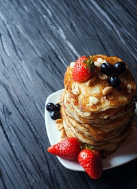 Tasty homemade pancakes, breakfast. Original public domain image from <a href="https://commons.wikimedia.org/wiki/File:Maria_Mekht_2016-11-05_(Unsplash).jpg" target="_blank">Wikimedia Commons</a>