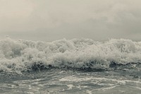 Ocean waves, foam, tide, grayscale. Original public domain image from Wikimedia Commons