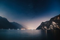 Lake Garda at Night. Original public domain image from Wikimedia Commons